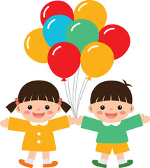 풍선을 들고 있는 어린이 벡터