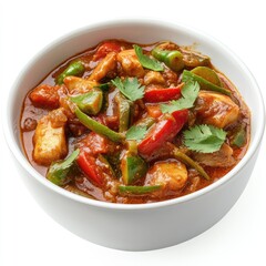 Spicy chicken curry with rice and vegetables, a delicious gourmet meal