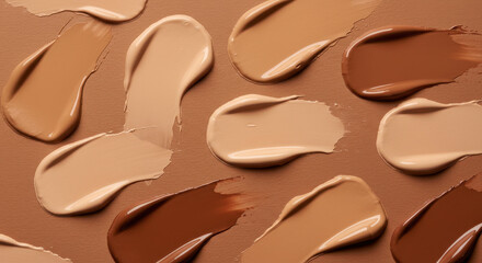 Fototapeta premium Foundation Swatches: Diverse Skin Tone Shades for Makeup Matching, Beauty, Cosmetics, and Flawless Coverage
