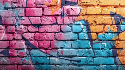 Fototapeta premium Colorful Graffiti Street Art on Brick Wall – Urban Creative Expression