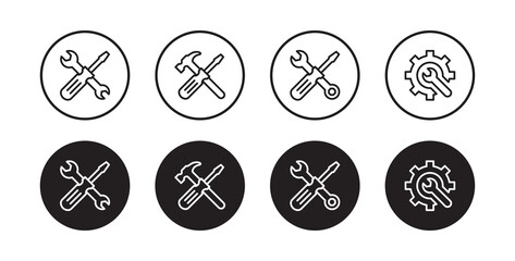 Tools icon set. Repair icon, Wrench, screwdriver and gear icon vector	