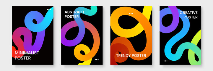 Four colorful abstract posters with text suitable for promotional materials, social media, event invitations, and digital marketing campaigns.