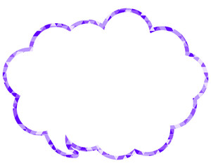 ステンドグラス風吹き出し　三角形模様　丸みのある雲形