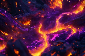 Fiery, glowing embers and lava-like flames