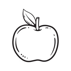 Cartoon vector line art doodle of apple fruit object and symbols.