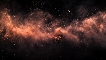 Fototapeta premium Colorful powder explosion on a black background, with a colorful dust splash in motion and a copy space area for design and banner.