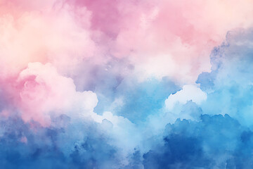 Fototapeta premium Colorful pastel background with a watercolor texture, featuring a blue and pink sky.