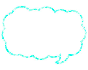 ステンドグラス風吹き出し　三角形模様　細長い雲形