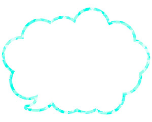 ステンドグラス風吹き出し　三角形模様　丸みのある雲形