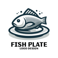 Fish Plate Vector Logo Design