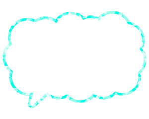 ステンドグラス風吹き出し　三角形模様　細長い雲形