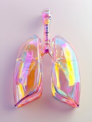 Translucent Lungs Pastel Rainbow Hues 3D Rendering