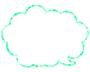 ステンドグラス風吹き出し　三角形模様　丸みのある雲形