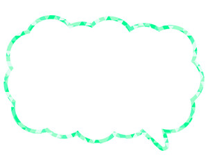 ステンドグラス風吹き出し　三角形模様　細長い雲形
