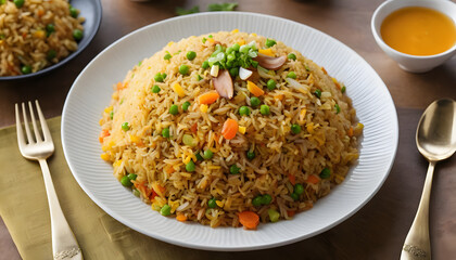 Savor the rich, aromatic flavors of our premium vegetable fried rice—perfectly cooked, loaded with fresh veggies, and seasoned to perfection. A delicious, colorful dish for every meal occasion