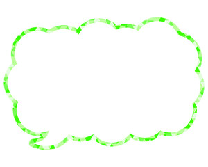 ステンドグラス風吹き出し　三角形模様　細長い雲形