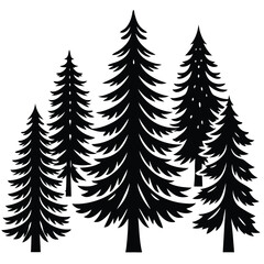 Obraz premium Cedar Trees icon set on white background