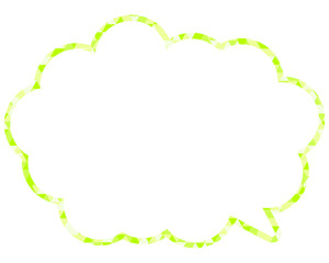 ステンドグラス風吹き出し　三角形模様　丸みのある雲形