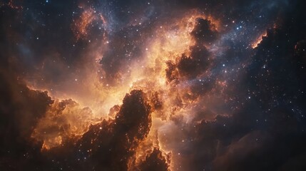 Fototapeta premium Cosmic Nebula Fiery clouds and stars. Space background. Astronomy