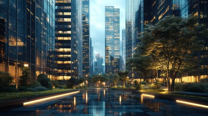 Naklejka premium Modern city street nightscape