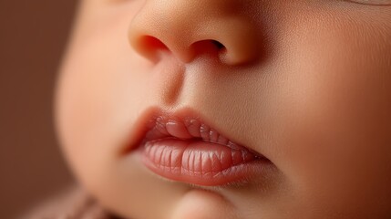 Fototapeta premium close up of newborn baby face with copy space.