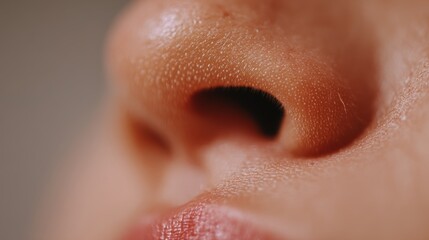 macro closeup of newborn baby lips and nose with soft skin texture.