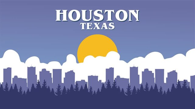 houston texas city silhouette with beautiful view