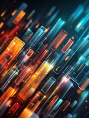 Glowing Smartphones Soar Through Digital Space in an Abstract Representation of Modern Technology and Connectivity