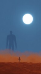 Young David facing Goliath, the giant, with a sling in hand. Biblical illustration of the story of David and Goliath.