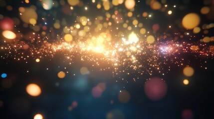 Fototapeta premium Golden Sparkles Glowing Dust Abstract Background