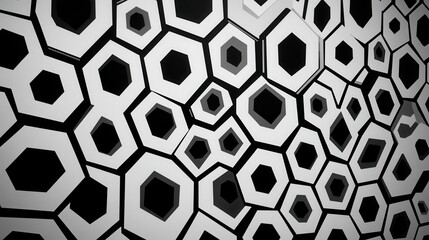 Abstract Hexagon Pattern  Black and White Geometric Background