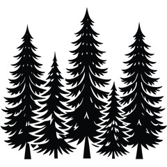 Obraz premium Fir Trees icon set on white background