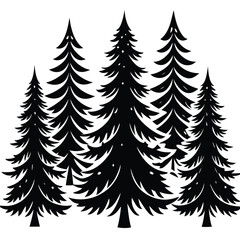 Obraz premium Fir Trees icon set on white background