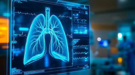 Interactive medical visualization of lungs and organs virtual hospital digital health environment scientific insight