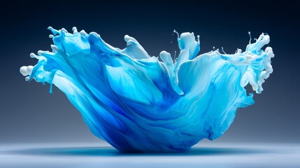 Vibrant Splash of Blue Paint with Fluid Motion on Dark Background