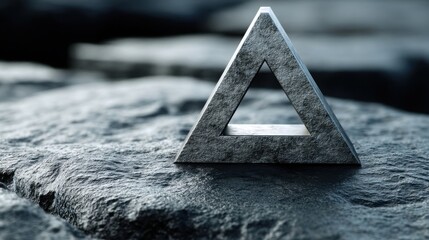 A triangle on a rock signaling market structure break alert icon concept for violating support levels in trading analysis