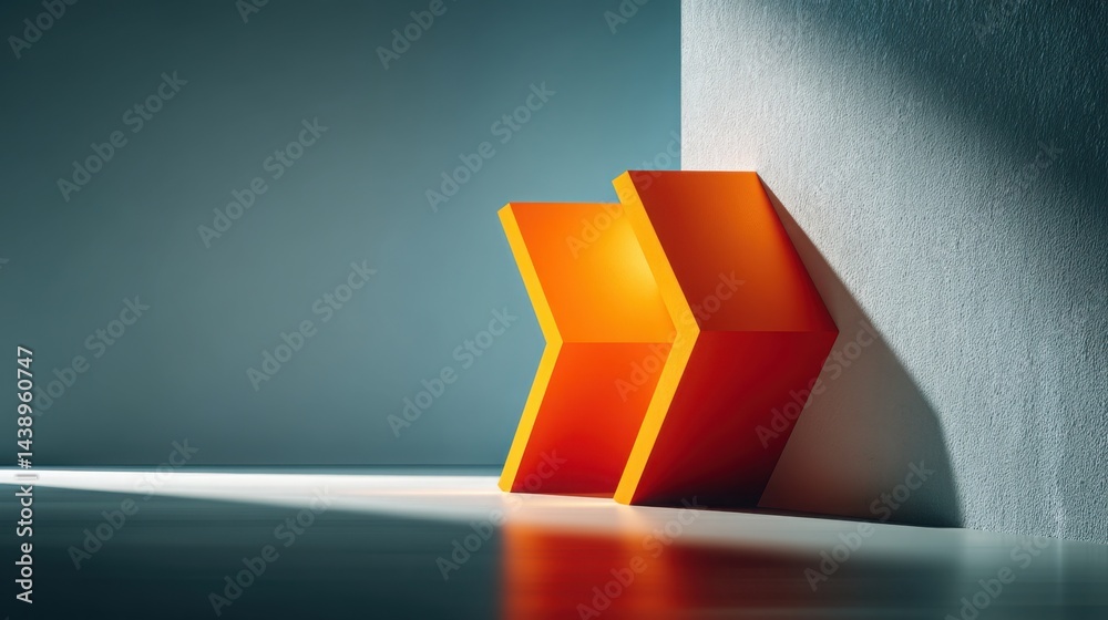 Poster vibrant orange object in a room creating a visual representation of midday trend continuation and co