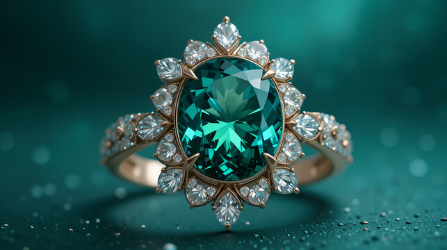 Anello con brillanti e smeraldo. Gioiello.