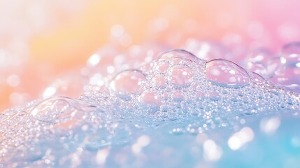 Close-up of Soap Bubbles with Pastel Colors for Soothing Backgrounds