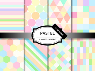モザイクのシームレスパターンのセット パステル