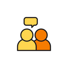Icon of Two People Engaged in Meaningful Conversation with Speech Bubble Representing Mental Health and Emotional Support