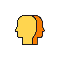 Illustration of Two Human Profiles Facing Each Other Symbolizing Mental Health and Emotional Support Icon
