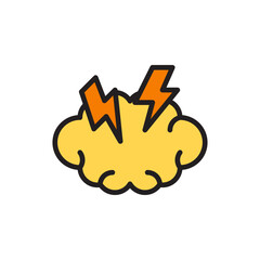 Obraz premium Icon Depicting Mental Health with Lightning and Clouds Representing Stress and Overwhelm in a Colorful Abstract Illustration