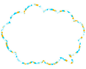 ステンドグラス風吹き出し　三角形模様　丸みのある雲形