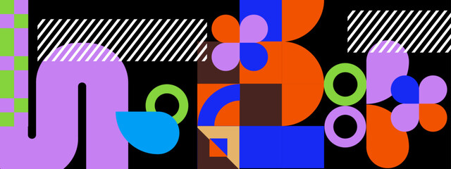 Abstract geometric pattern in various colors. Ideal for backgrounds, wallpaper, textiles, and digital design projects requiring modern and vibrant visuals.