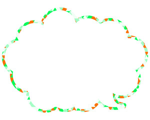 ステンドグラス風吹き出し　三角形模様　丸みのある雲形
