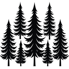 Fototapeta premium Pine Trees icon set on white background