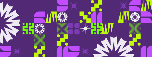 Abstract geometric shapes on purple background for modern and stylish designs. Perfect for backgrounds, posters, and digital artwork. Suitable for graphic design projects.