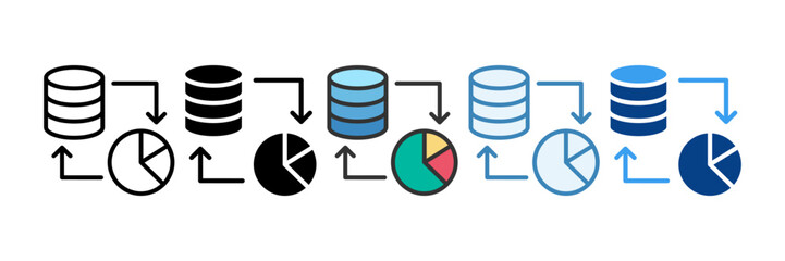 Database Transaction  Icon Set Multiple Style Collection
