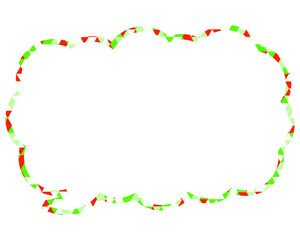 ステンドグラス風吹き出し　三角形模様　細長い雲形